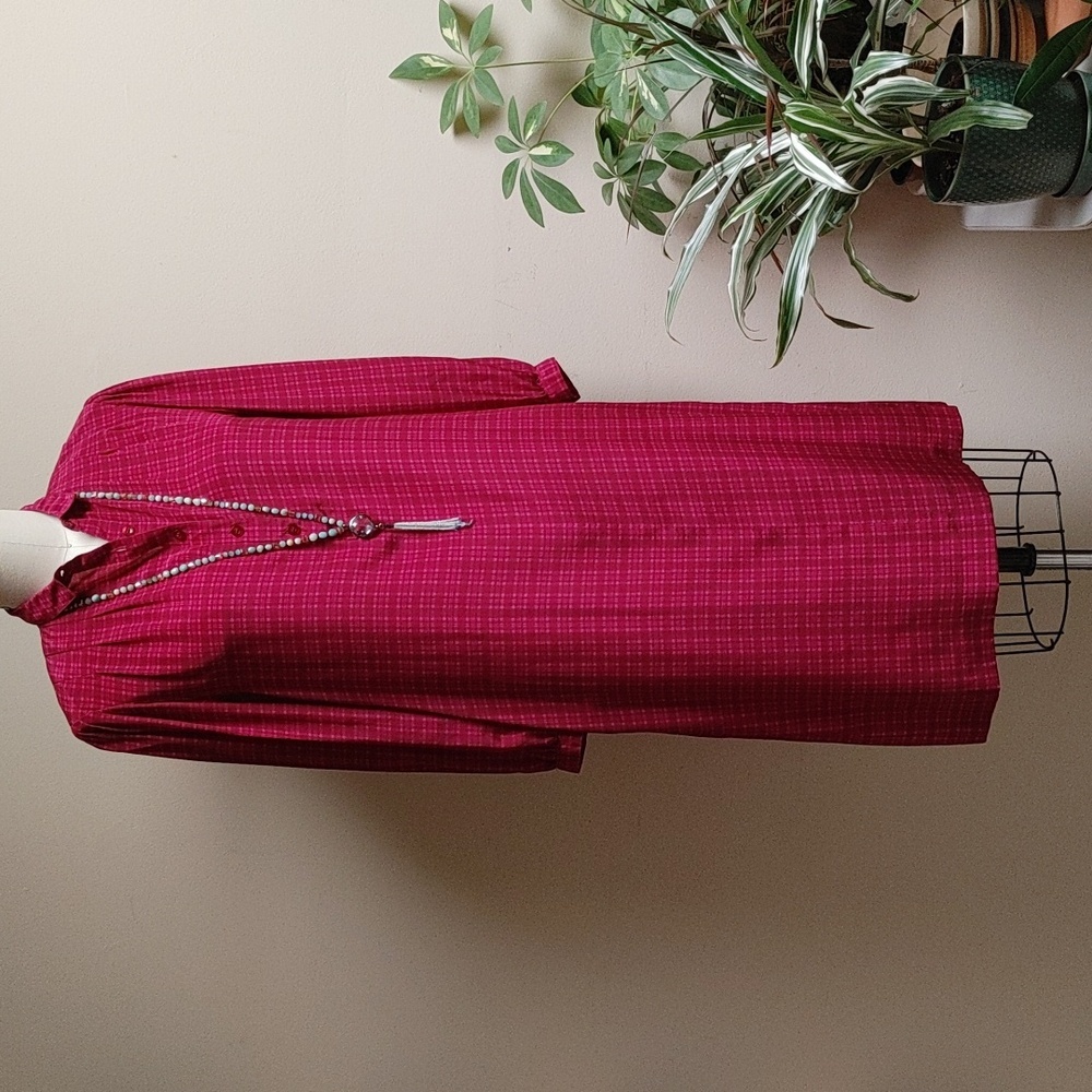 Vtg Miss Bergdorf Burgundy And Pink Silk Shift Size S